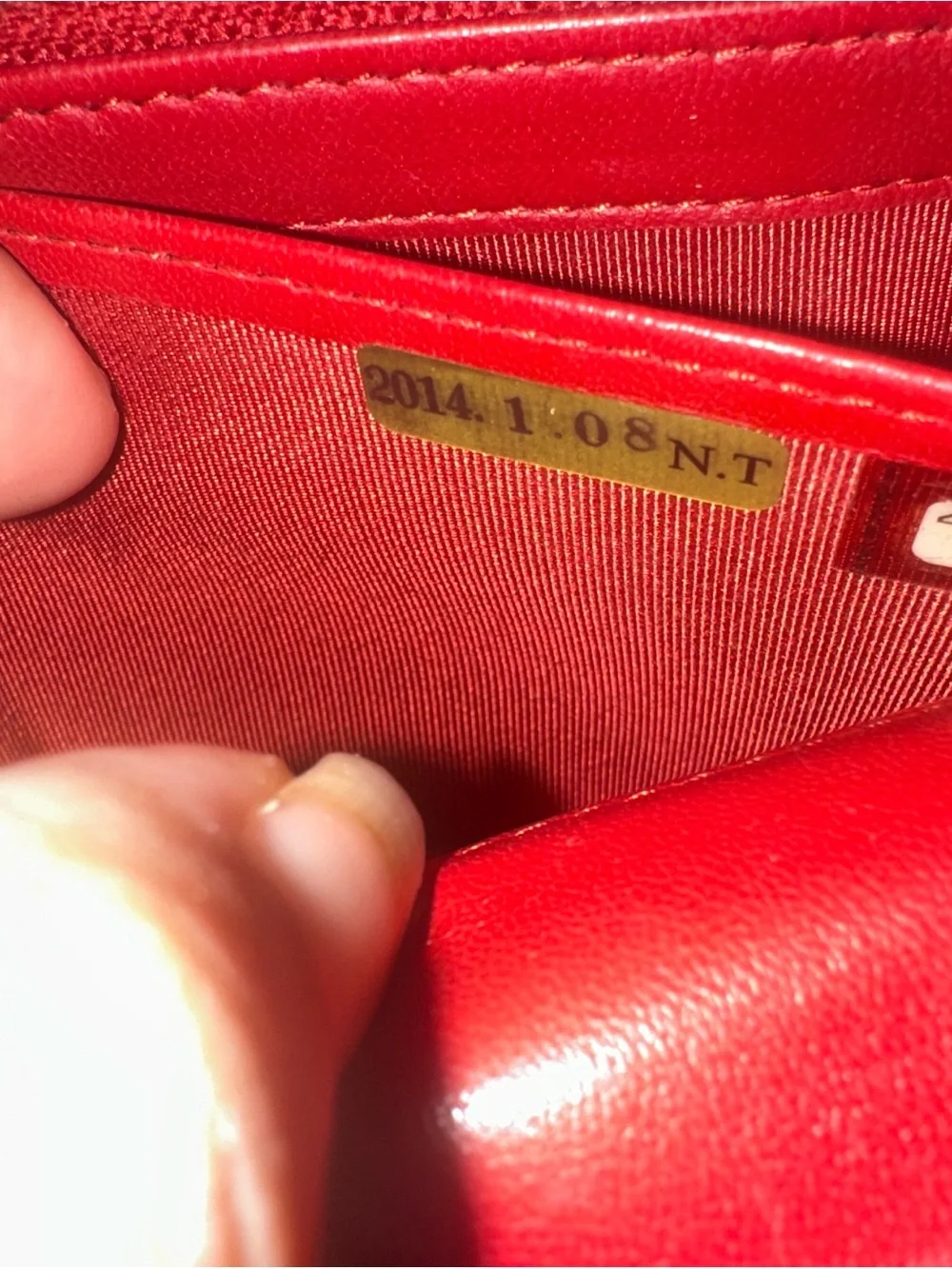 CHANEL Quilted Red Leather Wallet with Silver CC Emblem